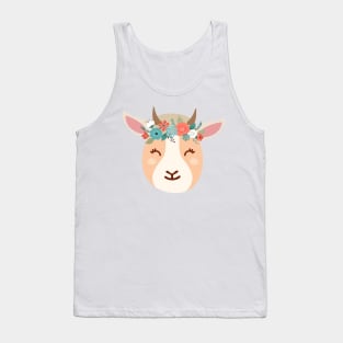 Cute Goat with Flower Crown Tank Top